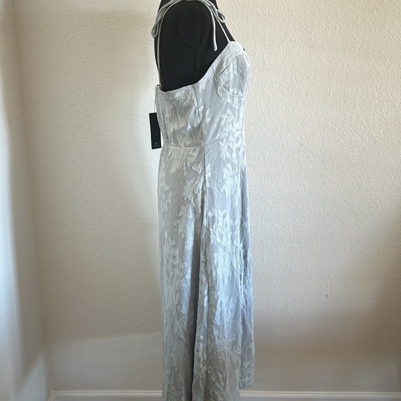 NWT Lulus Loveliest Looks Dusty Blue Floral Jacquard Tie Strap Dress Size XLarge - Picture 10 of 13